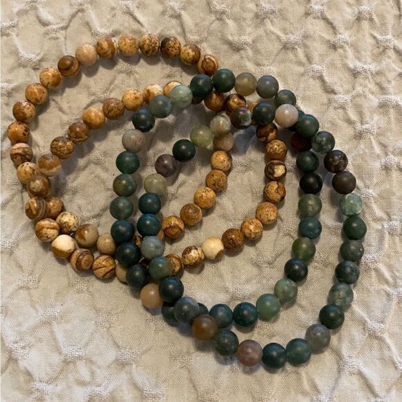 Multi Natural Matte Stone Bracelets - Picture 5 of 7